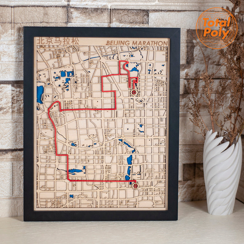 Marathon Wooden Map