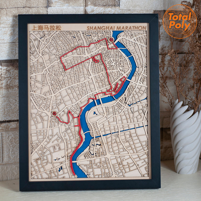 Marathon Wooden Map