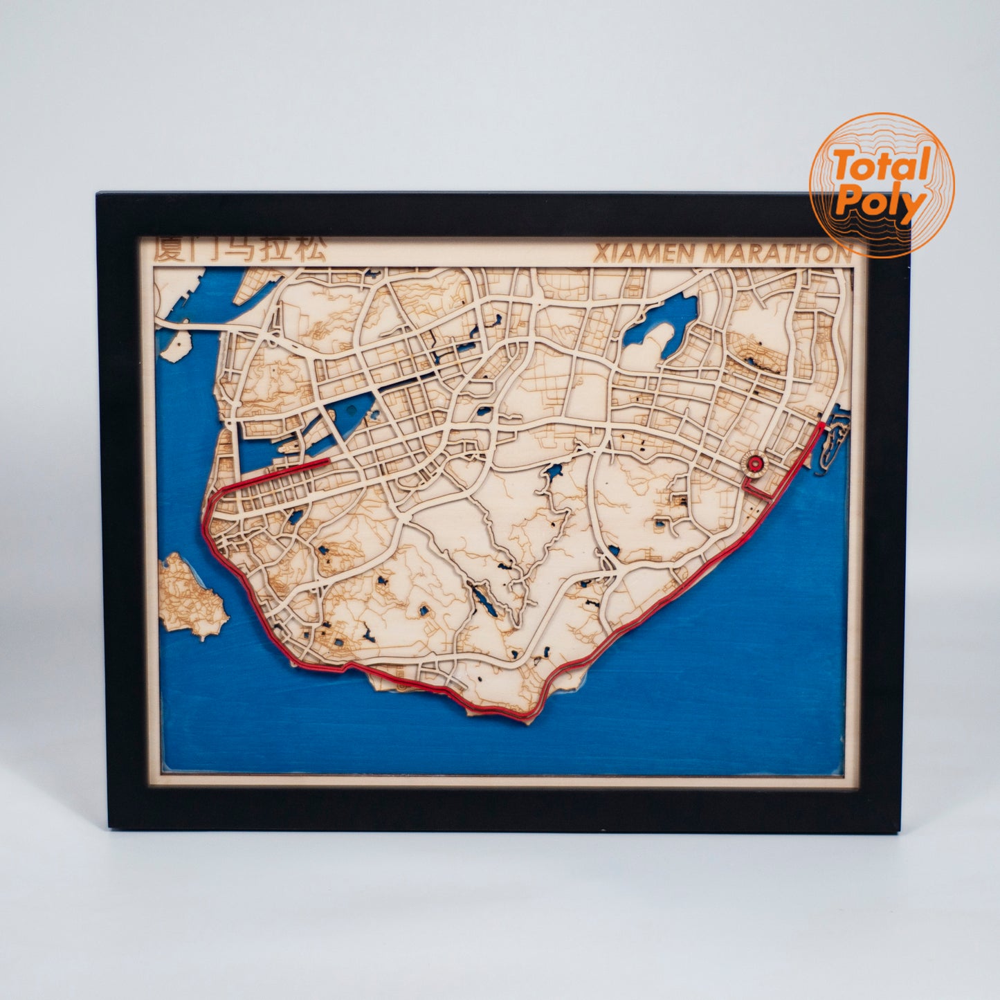 Marathon Wooden Map