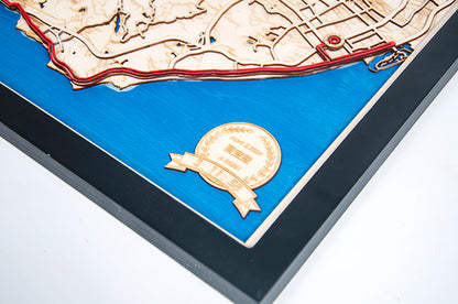 Marathon Wooden Map